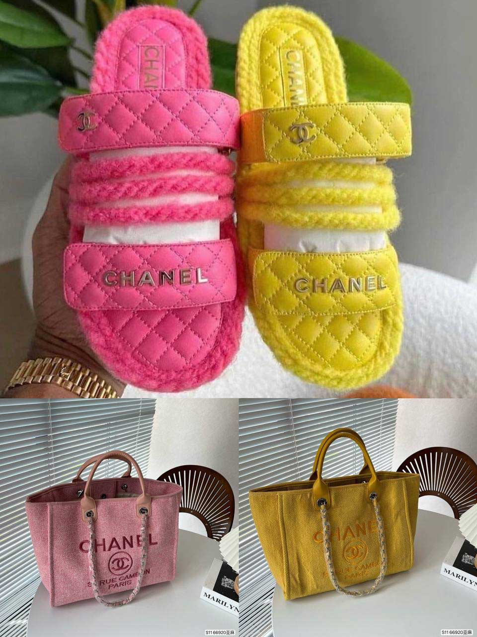 Chanel_Slides + Chanel_Beach Bag