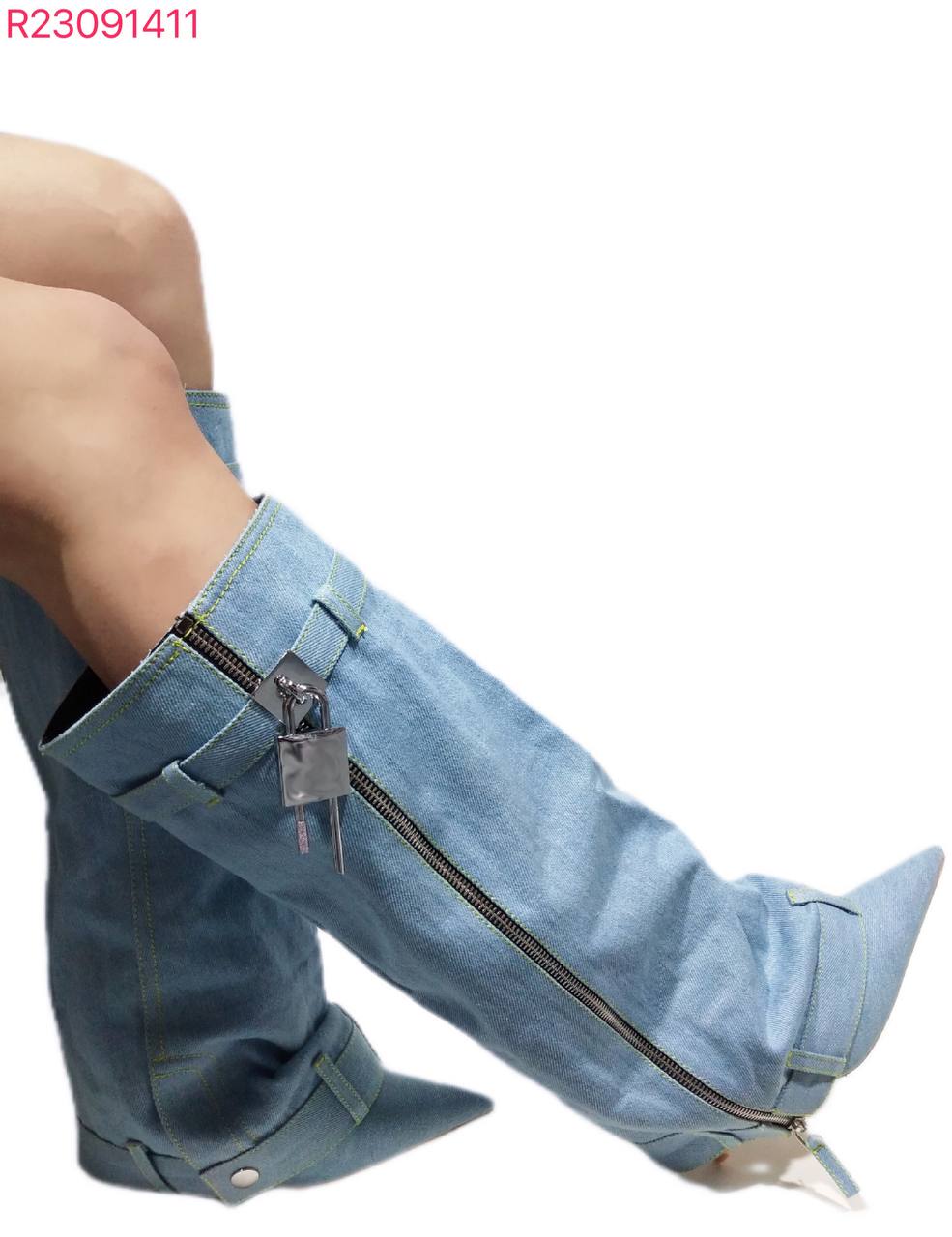 Pointy Denim Heels