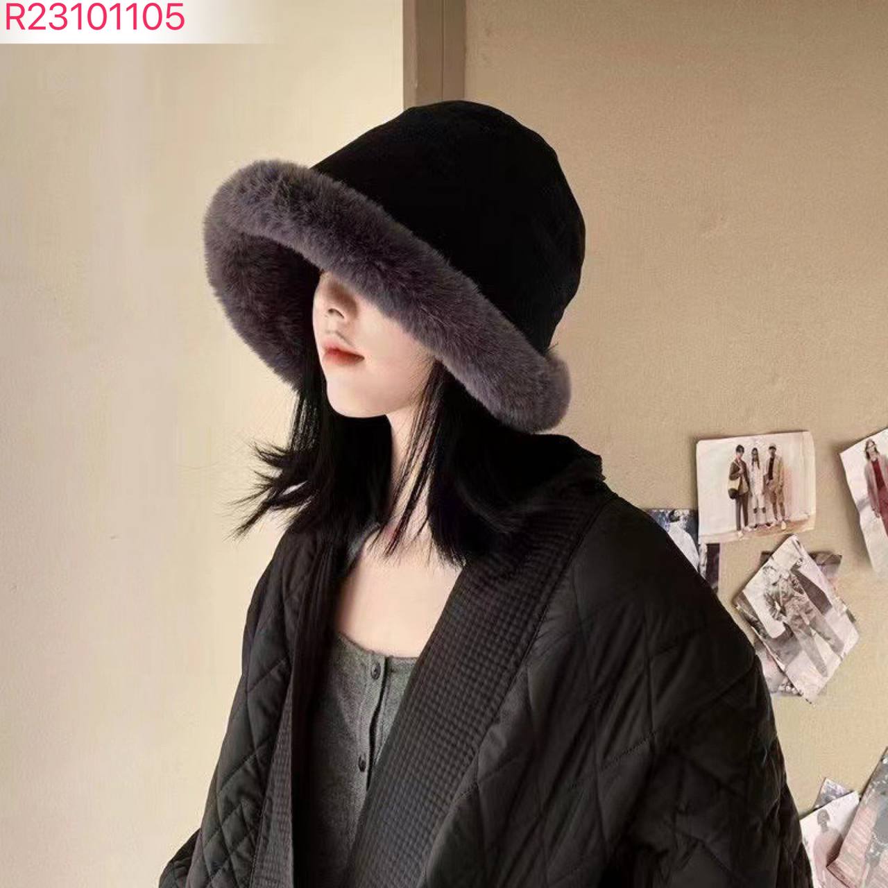 Winter Plush Fisherman Hat With Thick Curly Hem