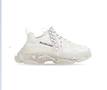BALENCIAGA MEN'S TRIPLE S CLEAR SOLE SNEAKER IN WHITE
