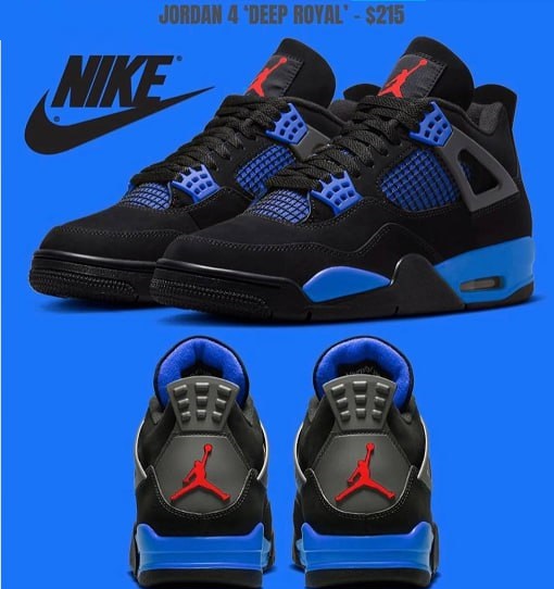 Nike Air Jordan 4 Retro Black Deep Royal Blue